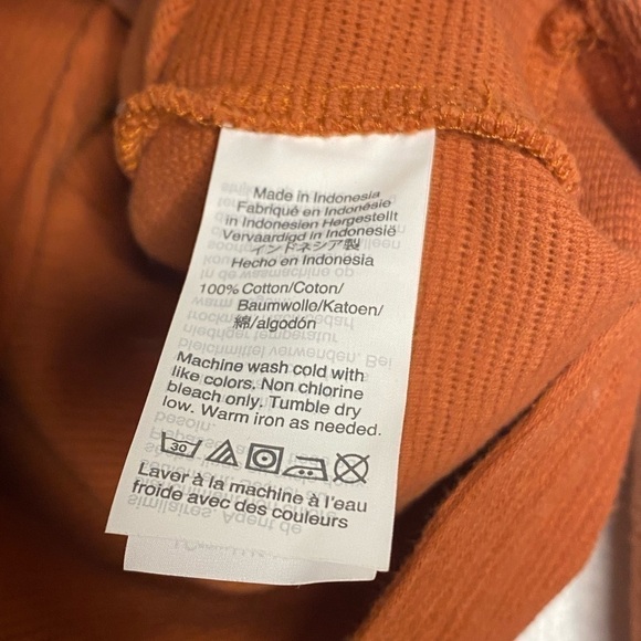 TEXTURE & THREAD MADEWELL BURNT ORANGE TEXTURED TIE FRONT TOP SIZE LARGE - Picture 5 of 5
